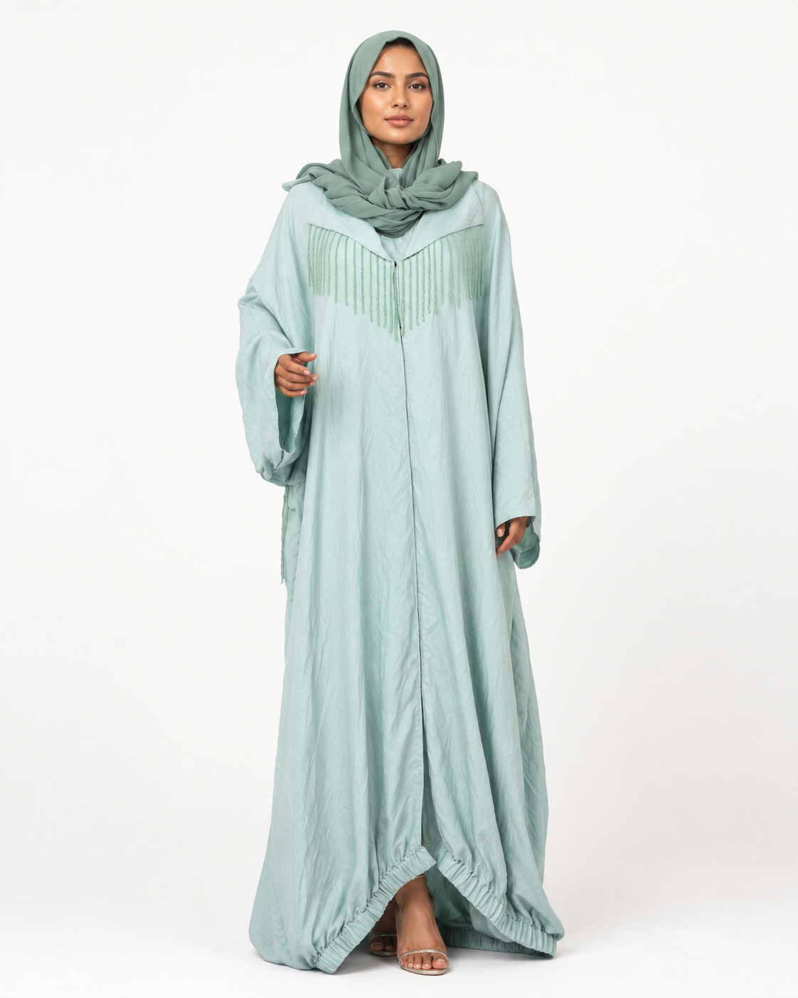 Mint Green Tassel Fringe Kaftaan Abaya
